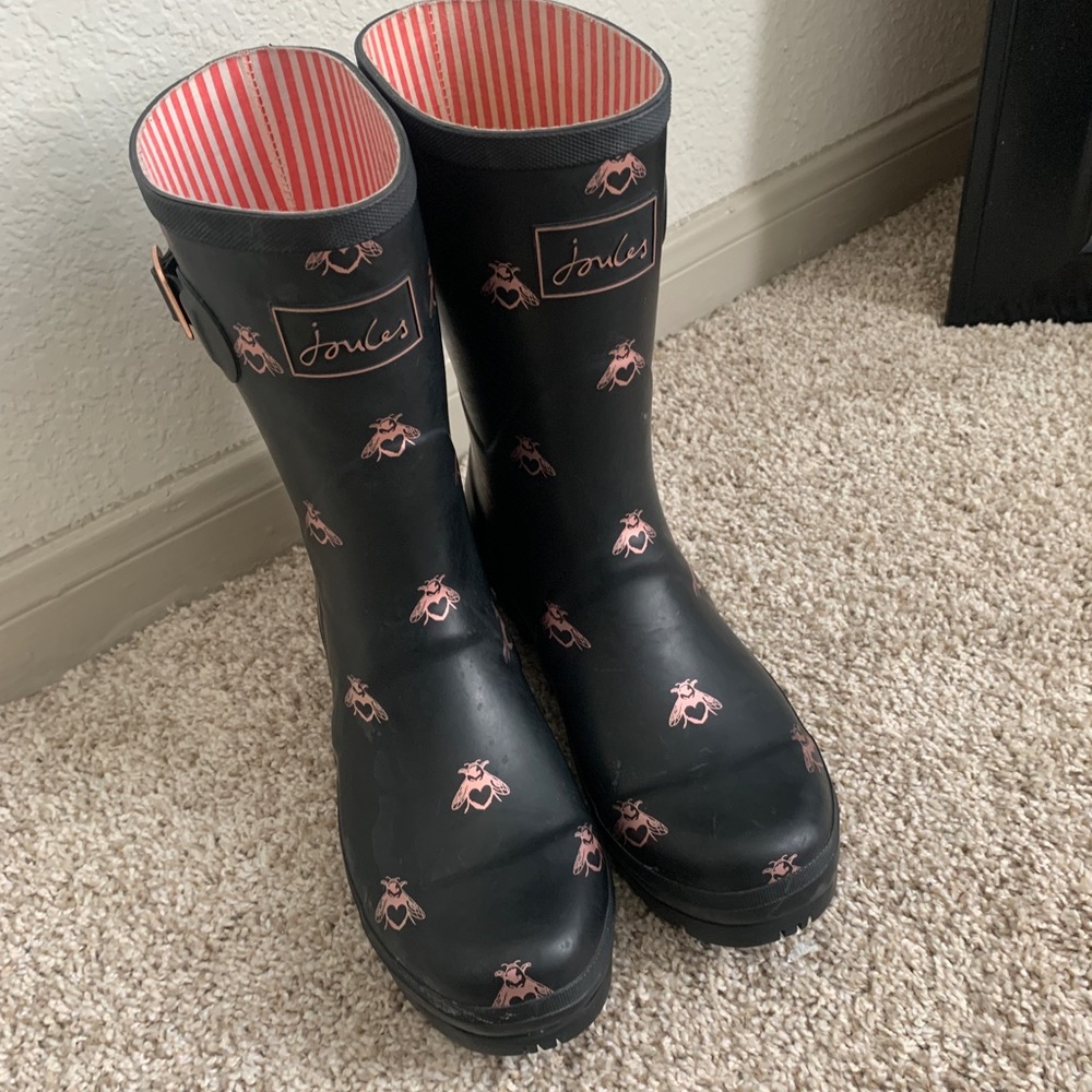 Rain Boots Black Cute Size 9